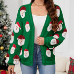 Relaxed Fit Santa Pattern Knit Cardigan