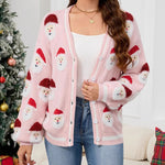 Relaxed Fit Santa Pattern Knit Cardigan