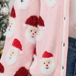 Relaxed Fit Santa Pattern Knit Cardigan