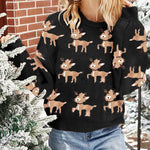 Nadorine Women's Adorable Reindeer Pattern Knit Cardigan