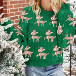 Nadorine Women's Adorable Reindeer Pattern Knit Cardigan