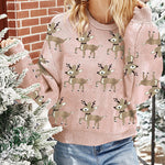 Nadorine Women's Adorable Reindeer Pattern Knit Cardigan