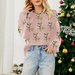 Nadorine Women's Adorable Reindeer Pattern Knit Cardigan