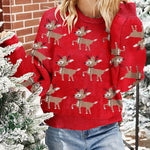 Nadorine Women's Adorable Reindeer Pattern Knit Cardigan