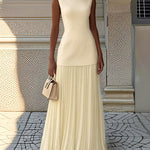 Nadorine Elegant Boatneck Top and Pleated Maxi Skirt Set for Women Casual Work Office Loose Fit 2026 | Under $25