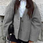 Vintage Loose Fit Tweed Coats