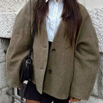 Vintage Loose Fit Tweed Coats