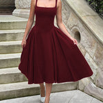Elegant Retro A-Line Midi Dress