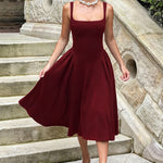 Elegant Retro A-Line Midi Dress