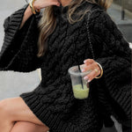 Nadorine Women's Casual Cable Knit Short Sweater Dresses