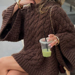 Nadorine Women's Casual Cable Knit Short Sweater Dresses