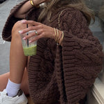 Nadorine Women's Casual Cable Knit Short Sweater Dresses