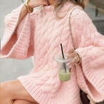 Nadorine Women's Casual Cable Knit Short Sweater Dresses