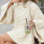 Nadorine Women's Casual Cable Knit Short Sweater Dresses