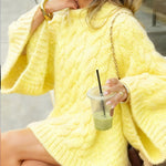Nadorine Women's Casual Cable Knit Short Sweater Dresses