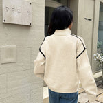 Relaxed Fit Colorblock Quarter-Zip Sweater