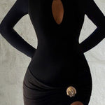 Nadorine Elegant Metal Decor Bodycon Maxi Dress for Women Casual Beach Vacation Summer 2026
