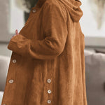 Urban Casual Hooded Corduroy Shirt Jacket