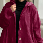 Urban Casual Hooded Corduroy Shirt Jacket