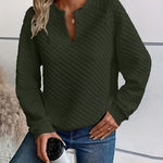 Nadorine Casual Quilted Texture Raglan Sleeve Sweatshirt