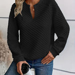 Nadorine Casual Quilted Texture Raglan Sleeve Sweatshirt