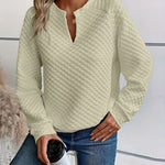 Nadorine Casual Quilted Texture Raglan Sleeve Sweatshirt