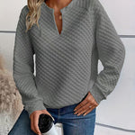 Nadorine Casual Quilted Texture Raglan Sleeve Sweatshirt