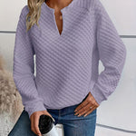 Nadorine Casual Quilted Texture Raglan Sleeve Sweatshirt