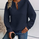 Nadorine Casual Quilted Texture Raglan Sleeve Sweatshirt