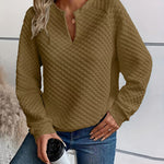 Nadorine Casual Quilted Texture Raglan Sleeve Sweatshirt
