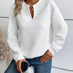 Nadorine Casual Quilted Texture Raglan Sleeve Sweatshirt