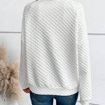 Nadorine Casual Quilted Texture Raglan Sleeve Sweatshirt