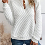 Nadorine Casual Quilted Texture Raglan Sleeve Sweatshirt