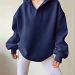 Nadorine Casual Oversized Fit Fleece Hoodie