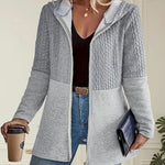 Modern Casual Jacquard Hooded Cardigan