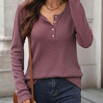 Zeagoo Zeagoo Casual Waffle Long Sleeve Henley Shirt for Women Casual Work Office Loose Fit 2026 | Under $40