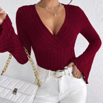 Zeagoo Zeagoo Chic Bell Sleeves Pit-Stripe Knit Top for Women Casual Work Office Loose Fit 2026 | Under $40