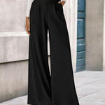 Nadorine Casual Pit-Stripe Fleece Wide Legs Pants