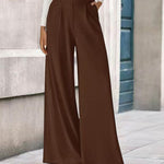 Nadorine Casual Pit-Stripe Fleece Wide Legs Pants