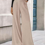 Nadorine Casual Pit-Stripe Fleece Wide Legs Pants