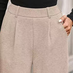 Nadorine Casual Pit-Stripe Fleece Wide Legs Pants