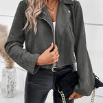 Trendy Suede Cropped Moto Jacket