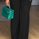 Nadorine Women's Casual Pleated Patchwork Cinched Waist Jumpsuit