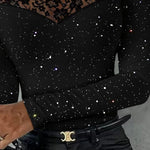 Nadorine Glitter Off The Shoulder Lace Spliced Top for Women Elegant Date Night Party 2026 | Under $40