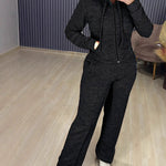 Nadorine Athleisure Hooded Jacket Wide Leg Pants Set