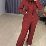 Nadorine Athleisure Hooded Jacket Wide Leg Pants Set