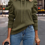 Stylish Puff Sleeve Fleece Hoodie