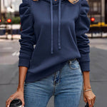 Stylish Puff Sleeve Fleece Hoodie