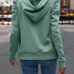 Stylish Puff Sleeve Fleece Hoodie