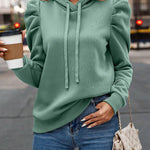 Stylish Puff Sleeve Fleece Hoodie